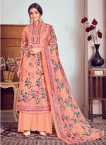 Lawn Cotton Pastel Peach Party Wear Digital Print Plazzo Salwar Suit